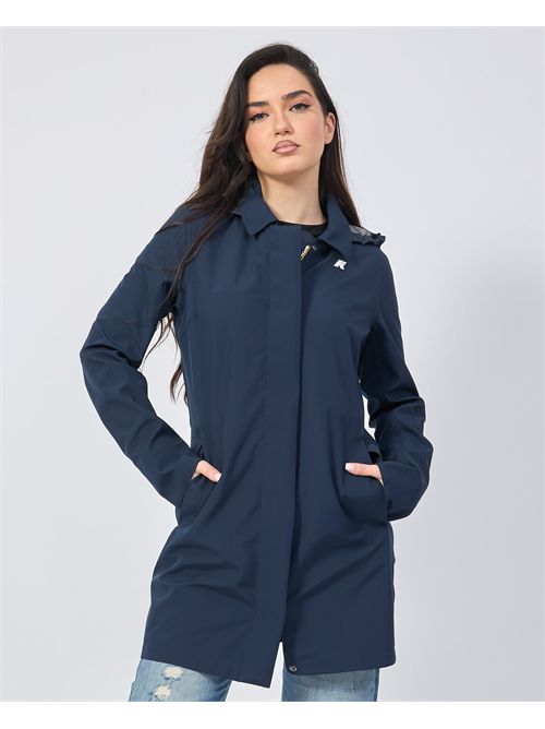 Mathy women's long jacket by K-way with hood and logo K-WAY | K7127JW-MATHY BONDEDK89